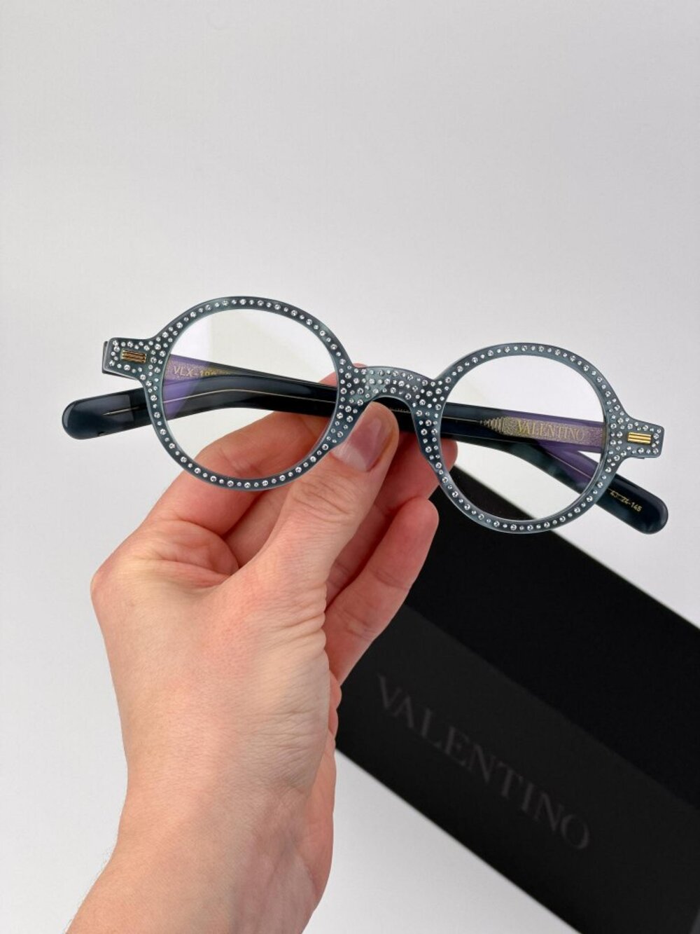 Valentino Women Eyeglasses – Blue Pearl Crystal Round Model VLX-185 C
